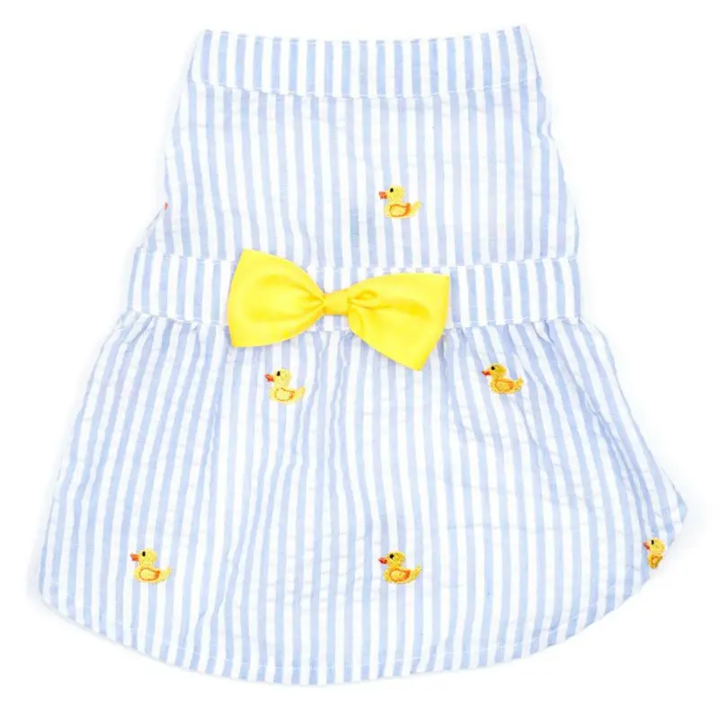 Worthy Dog Light Blue Stripe Rubber Duck Dog Dress