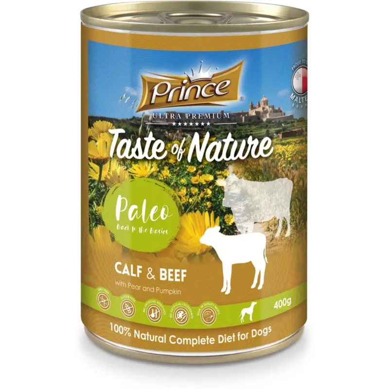 Prince Taste of Nature tin, Calf & Beef with Pear and Pumpkin - 400g