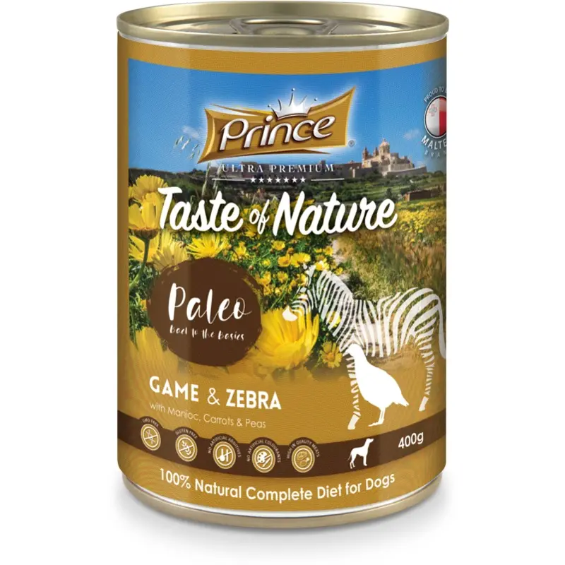 Prince Taste of Nature tin, Game & Zebra - 400g