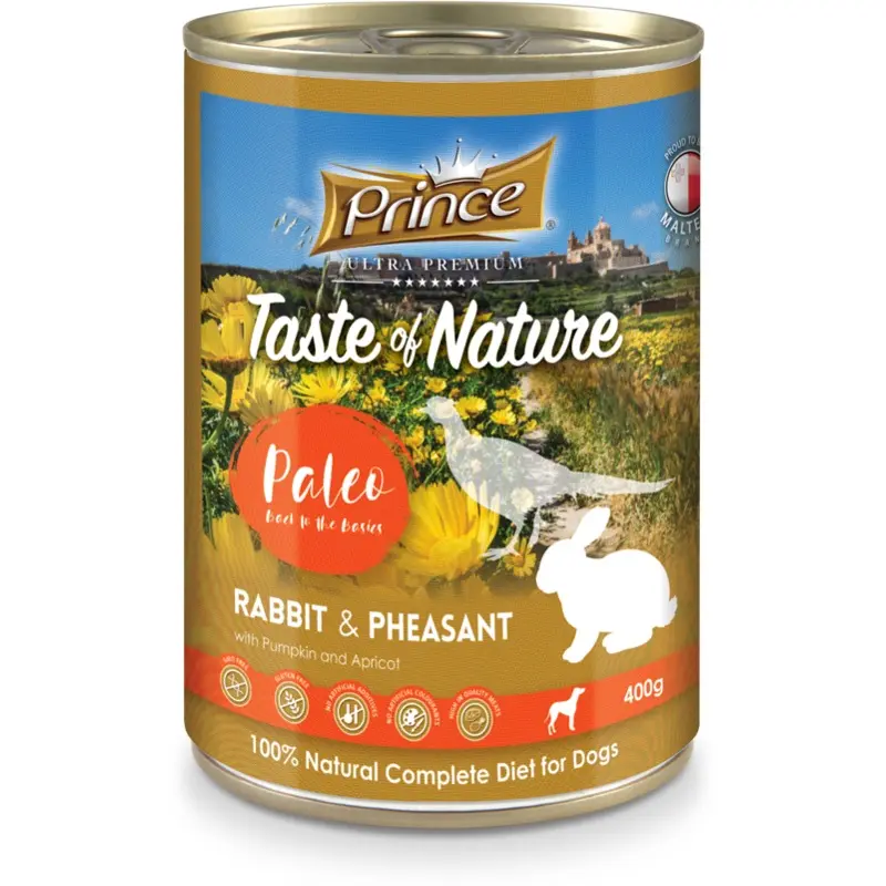 Prince Taste of Nature tin, Rabbit & Pheasant with Pumpkin and Apricots - 400g