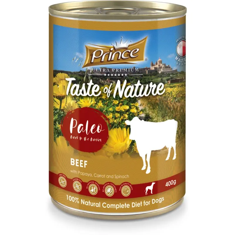 Prince Taste of Nature tin, Beef & Papaya, Carrot & Spinach 400g