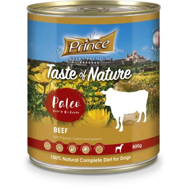 Prince Taste of Nature tin, Beef, Papaya, Carrot & Spinach 800g