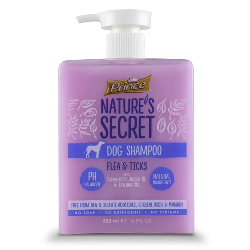 Prince Nature's Dog Shampoo Flea & Ticks with Vitamin B5, Jojoba Oil & Lavander Oil, 500ml