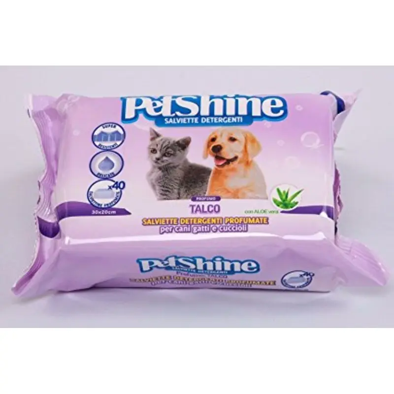 Petshine talc wipes, 40pc