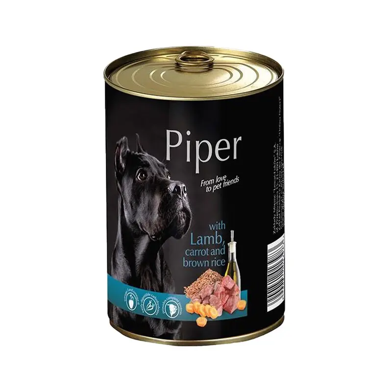 Piper dog wet food, tin - Lamb, Carrot and Brown Rice