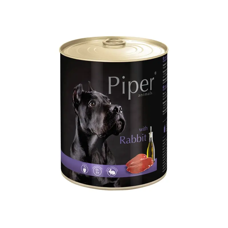 Piper dog wet food, tin - Rabbit