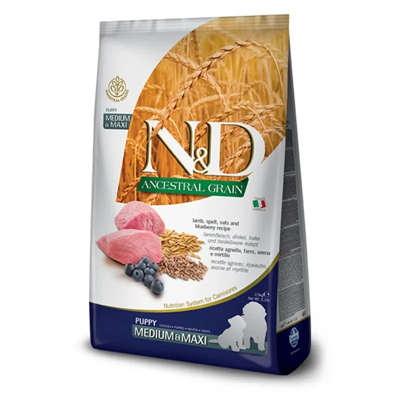 N & D Ancestral Grain Puppy Med/Maxi Lamb & Blueberry