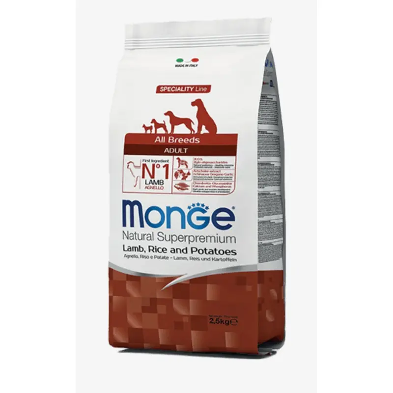 Monge Dog Dry All Breeds Adult Lamb, Rice & Potato