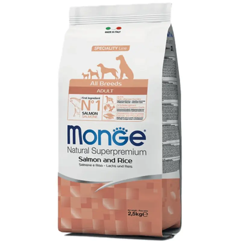 Monge Dog Dry All Breeds Adult Salmon & Rice