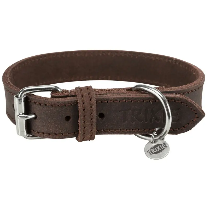 Greased Leather Collar, Dark Brown