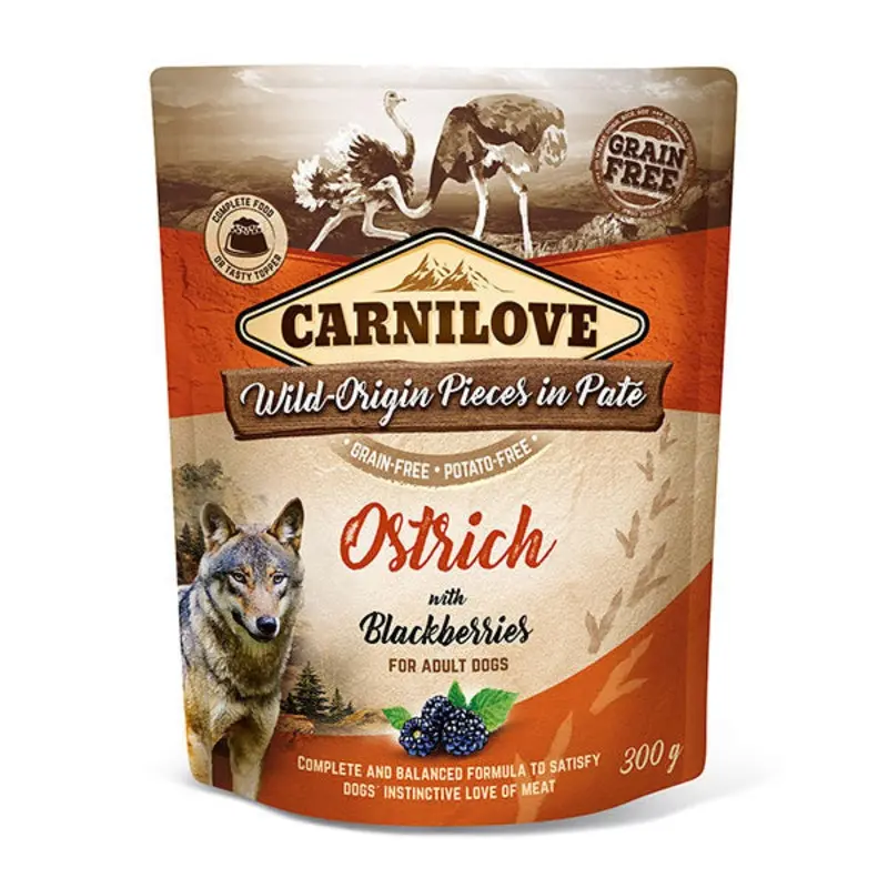 Carnilove Ostrich with Blackberries Dog Pouches, 300g