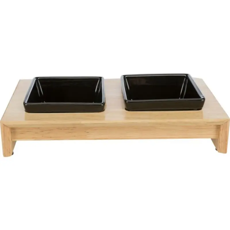 Bowl set, ceramic/wood,  bowls: black