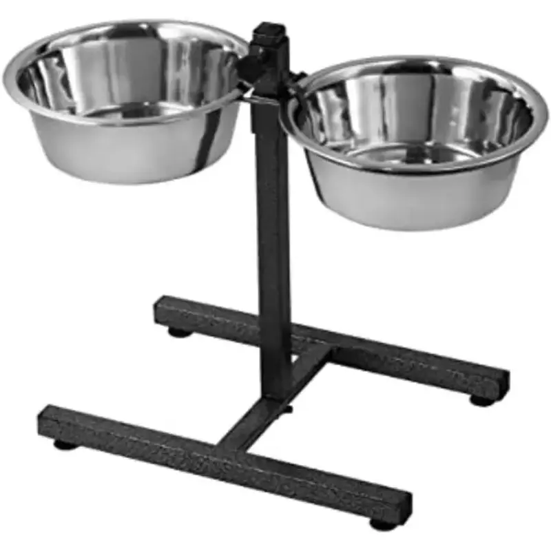 25006- Dog bar, height adjustable, melamine/stainl. steel, 2 x 2.4 l/ 25 cm, white