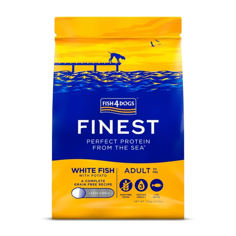 Fish4dogs dog dry Finest Adult White Fish with Potato (small kibble)