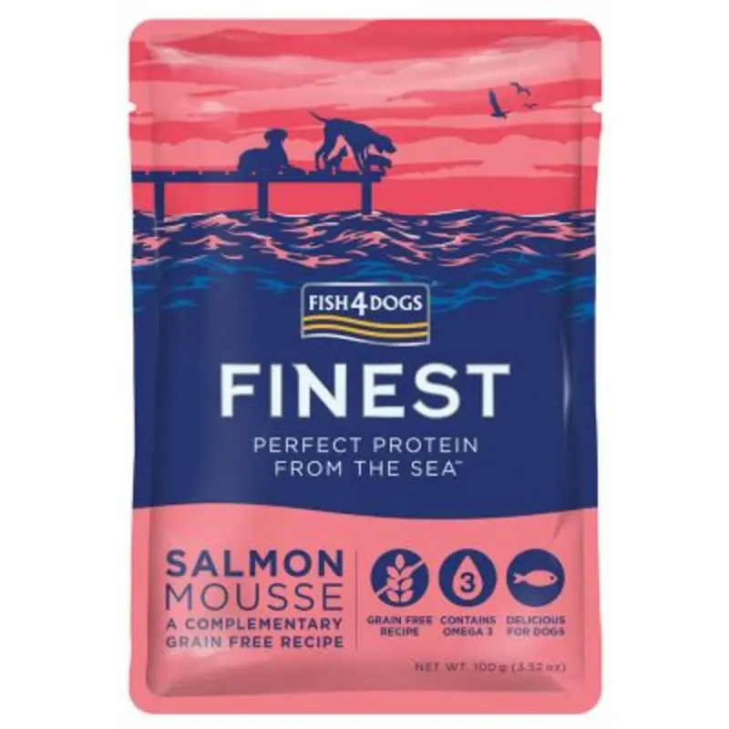 Fish4dogs dog pouch Finest Salmon Mousse, 100g