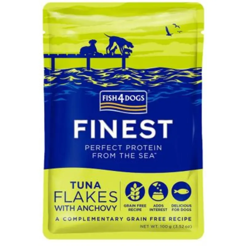 Fish4dogs dog pouch Finest Tuna Flakes with Anchovy, 100g