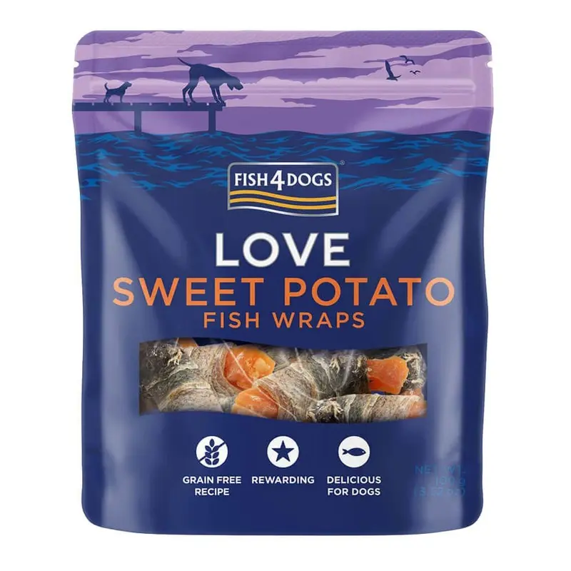Fish4Dogs Love Sweet potato fish wraps, 100g