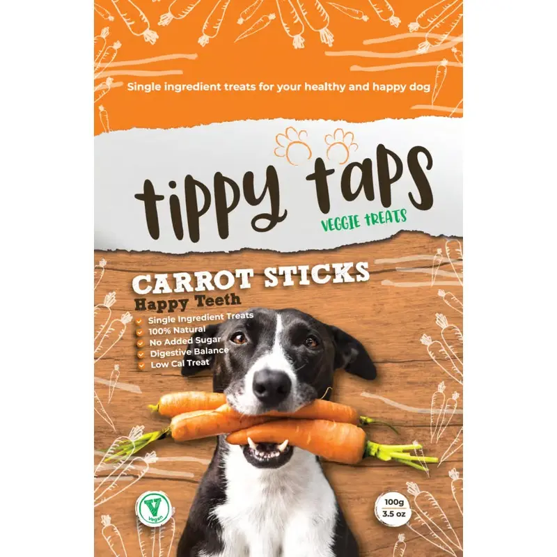 Carrot Sticks - Tippy Taps 100% natural dog treats 100g