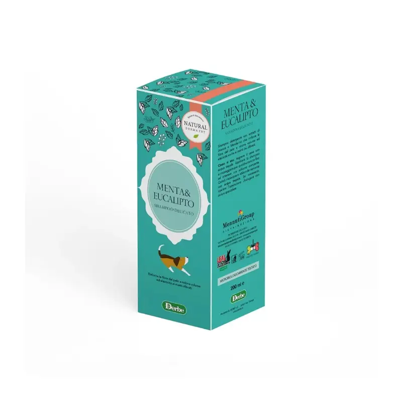 Natural Derma Pet Shampoo, Menta & Eucalipto, 200ml