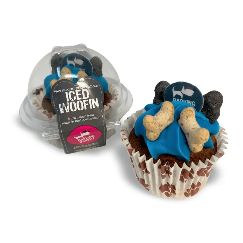 The Barking Bakery Carob Woofin with Blue Frosting