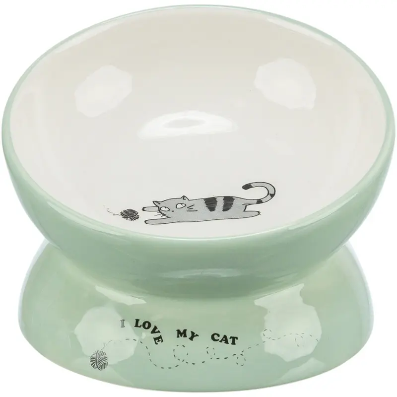 Bowl, elevated, ceramic, 0.15 l/diam 13 cm, sage/white