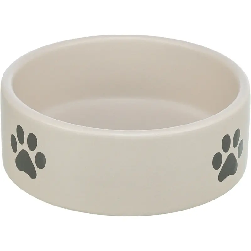 Bowl, paw motif, ceramic, 1.4 l/diam 20 cm, light grey/grey