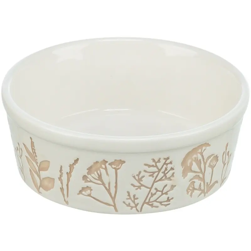 Bowl, textured motif, ceramic, 1.2 l/diam 20 cm, white/taupe