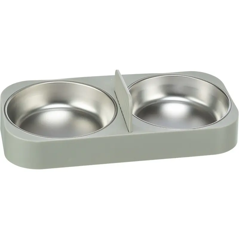 24348 - Double bowl, plastic/stainless steel for #24347, 0.5 l/32 x 5 x 16 cm, white