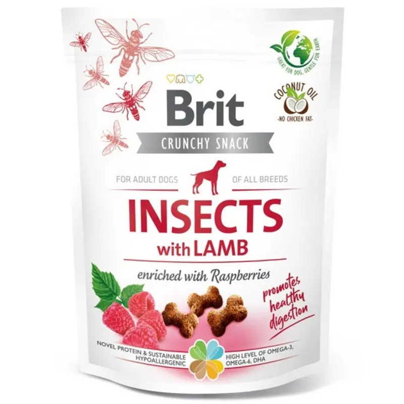 Brit Care Crunchy Cracker. Insects with Lamb enriched with Raspberries
