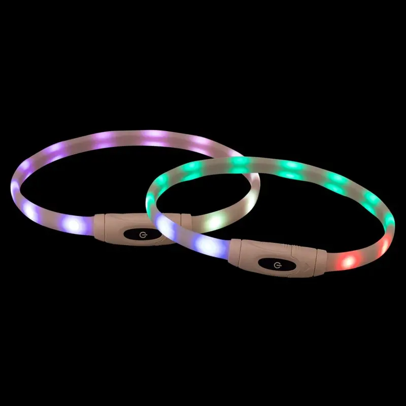 Flash light ring USB, silicone, XSXL: 65 cm/16 mm, multi-colour