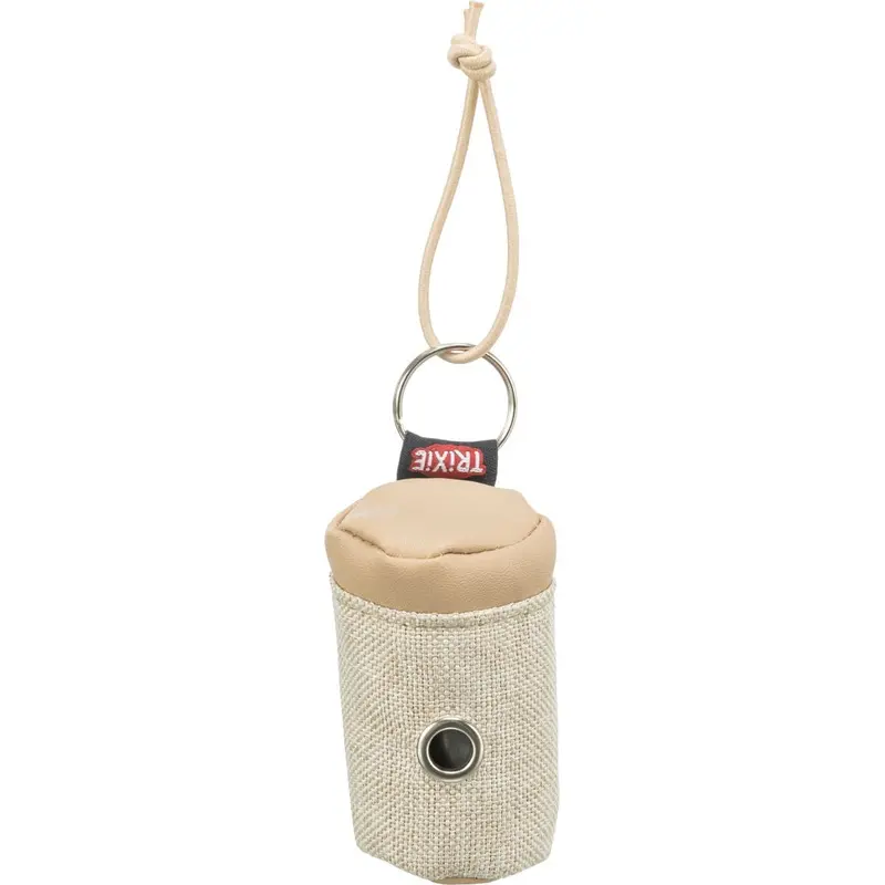 Poop bag dispenser, canvas w. artificial leather, 1 roll of 20 bags