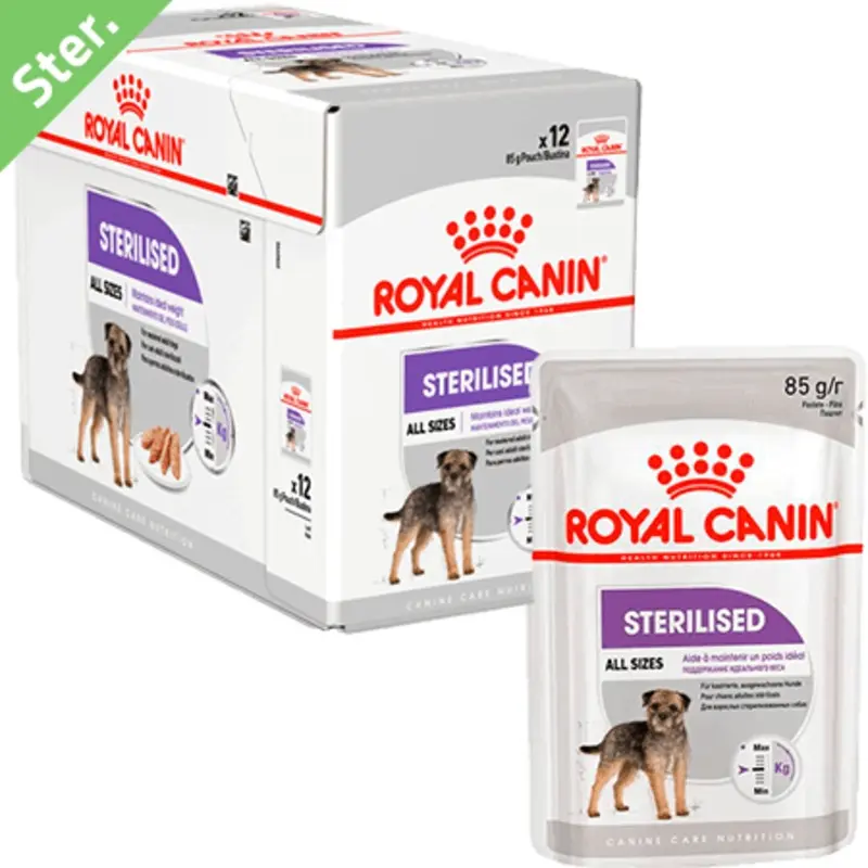 Royal canin Adult Sterilised, all dog sizes 12 pack pouches (12x85g)