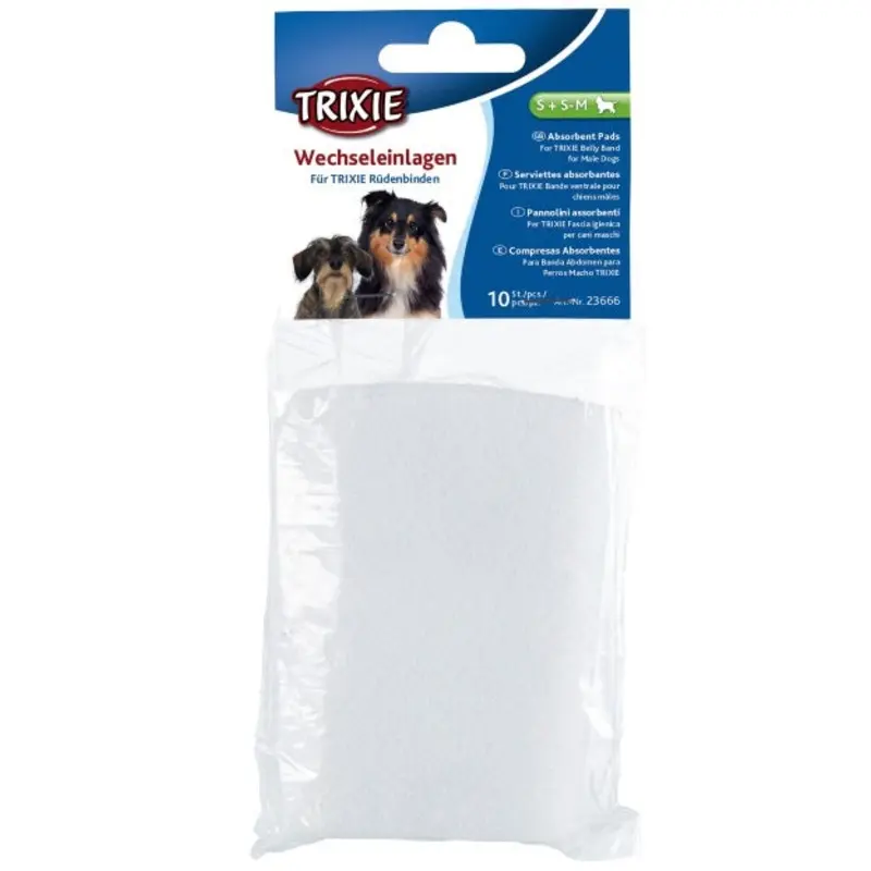 Absorbent pads for belly band for male dogs