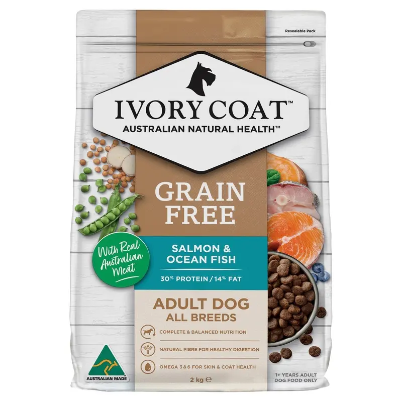 Ivory Coat Grain Free Ocean Fish and Salmon Adult Dog Dry Food 2kg :->>