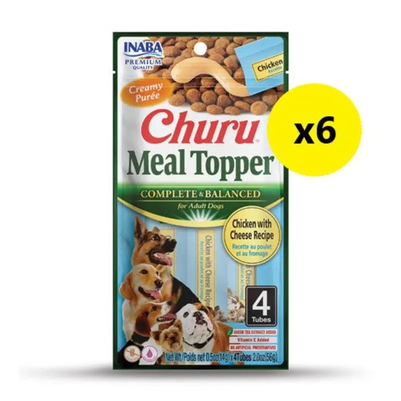 Inaba Churu Chicken and Cheese Meal Topper for Dogs 4 Pack x6 :->>
