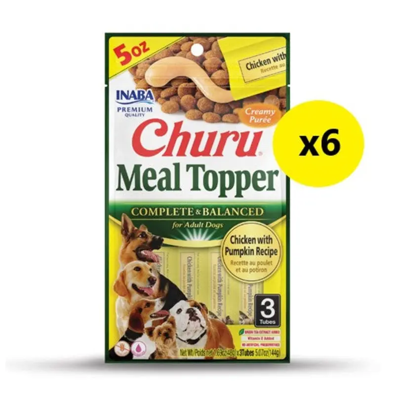 Inaba Churu Chicken and Pumpkin Meal Topper for Dogs 3 Pack x6 :->>