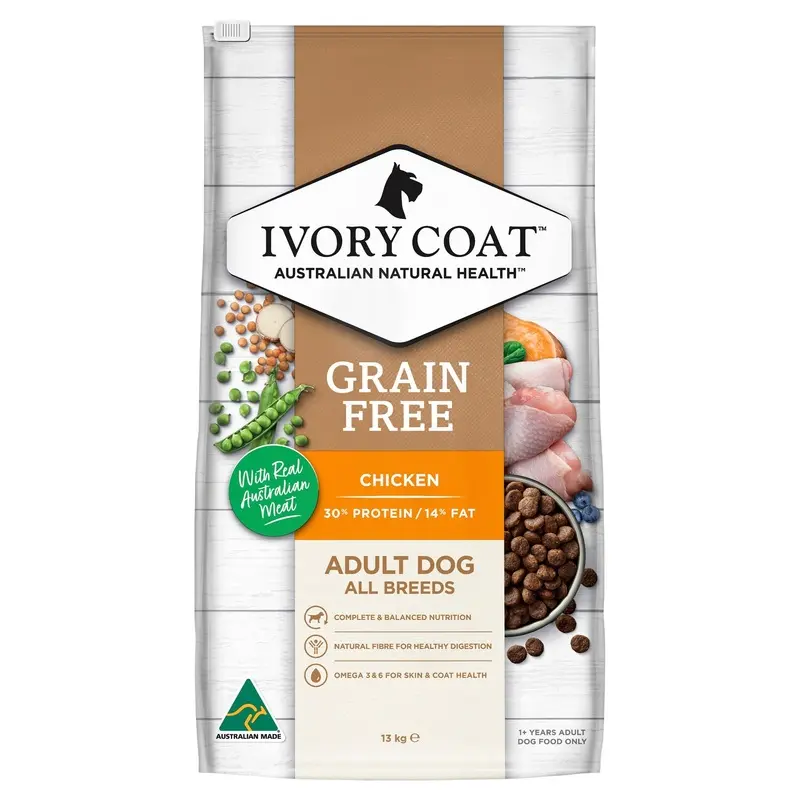 Ivory Coat Grain Free Chicken Adult Dog Dry Food 13kg :->>