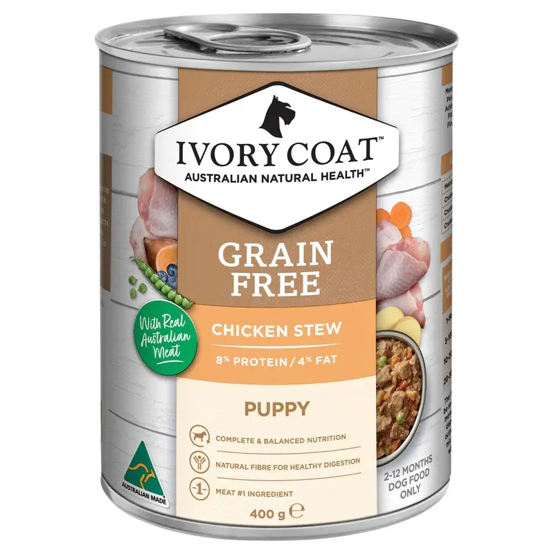 Ivory Coat Grain Free Chicken Stew Puppy Wet Food 400g x 12 :->>