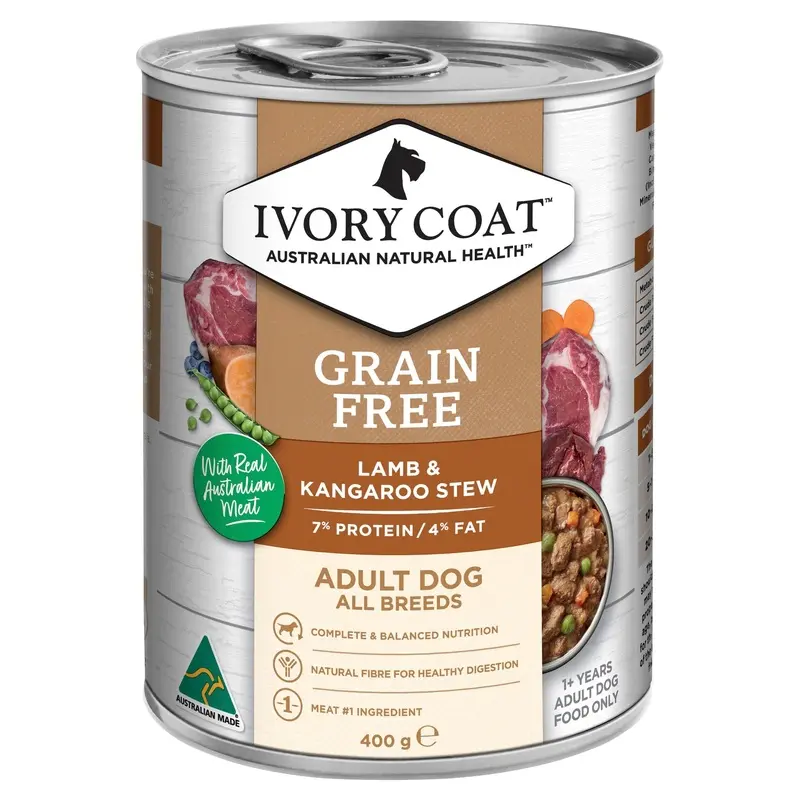 Ivory Coat Grain Free Lamb and Kangaroo Stew Adult Dog Wet Food 400g :->>