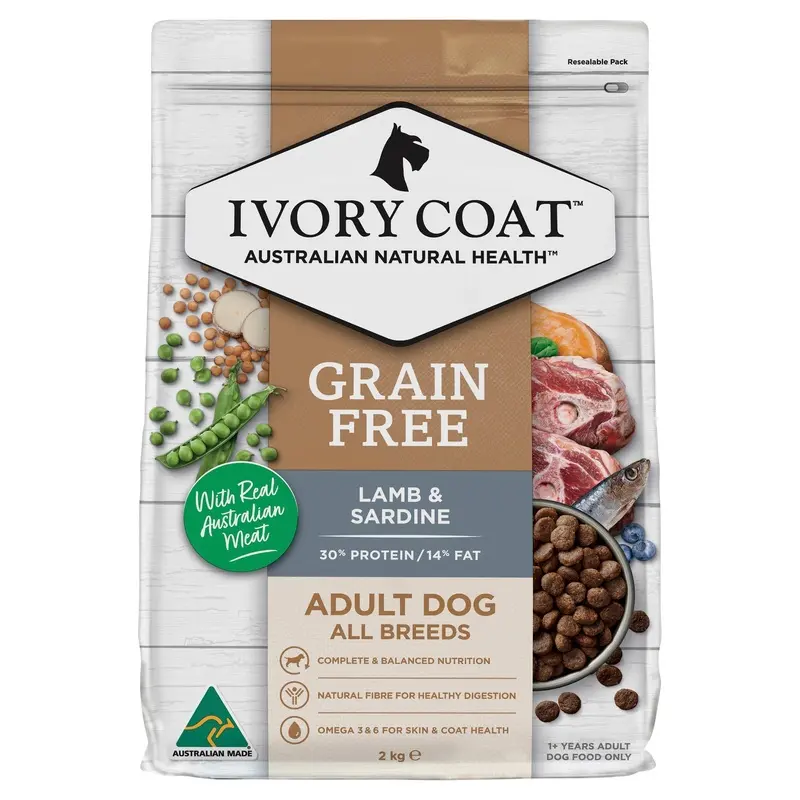 Ivory Coat Grain Free Lamb and Sardine Adult Dog Dry Food 2kg :->>