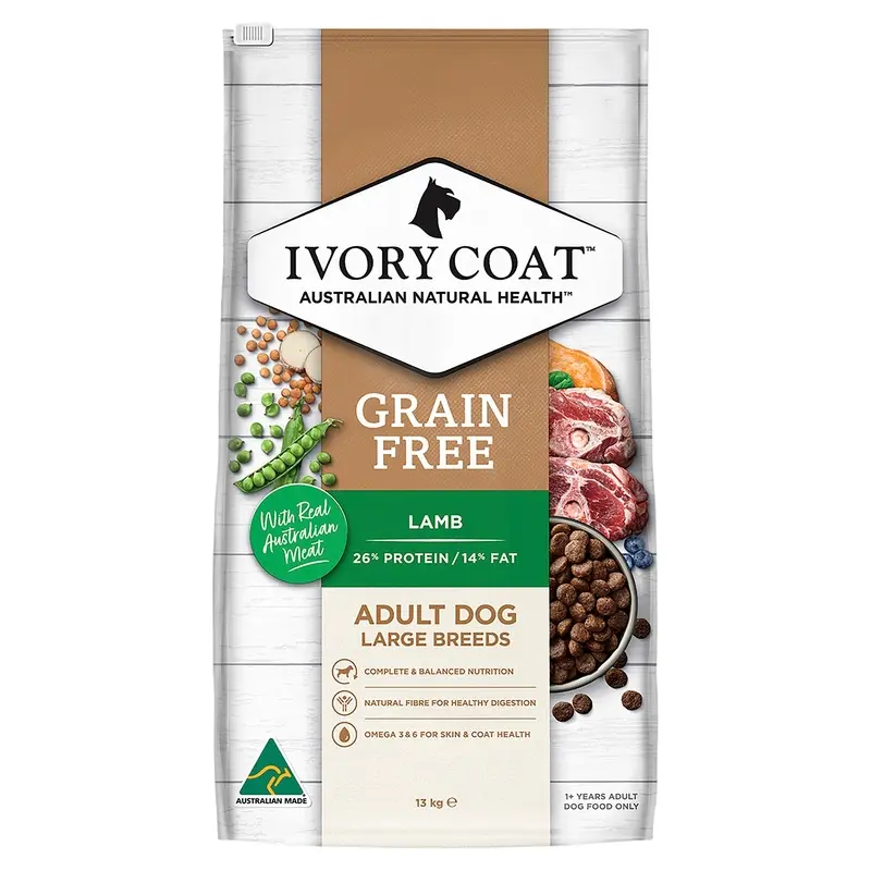Ivory Coat Grain Free Lamb Large Breed Adult Dog Dry Food 13kg :->>