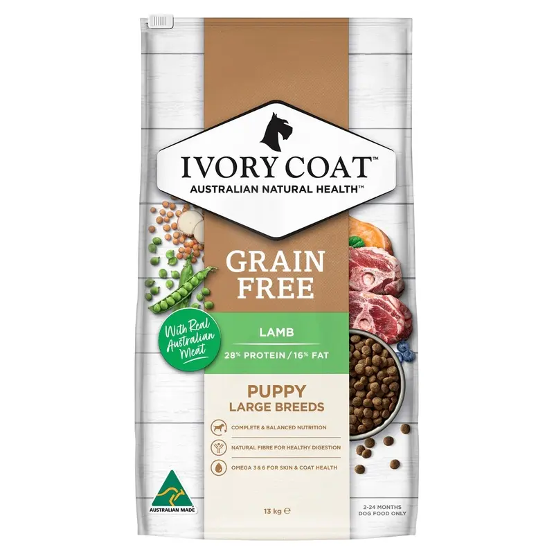 Ivory Coat Grain Free Lamb Large Breed Puppy Dry Food 13kg :->>