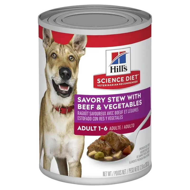 Hills Science Diet Adult Savoury Stew Beef and Vegetables Canned Dog Food 363g :->>