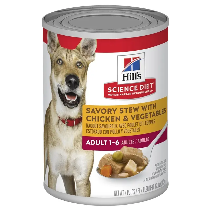 Hills Science Diet Adult Savoury Stew Chicken and Vegetables Canned Dog Food 363g :->>