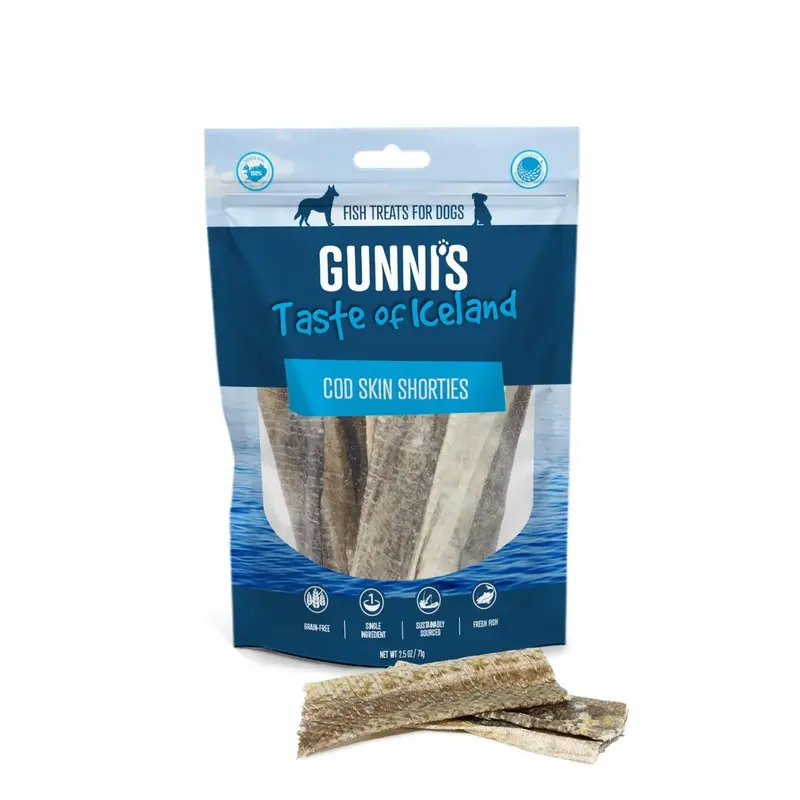 Gunnis Taste of Iceland Cod Skin Shorties Dog Treats 71g :->>