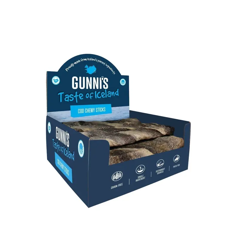 Gunnis Taste of Iceland Cod Skin Strips 8 Inch Dog Treats 25 Pack :->>