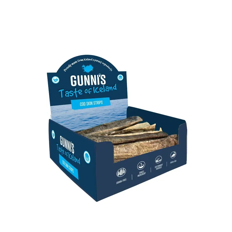 Gunnis Taste of Iceland Cod Skin Strips 8 Inch Dog Treats 50 Pack :->>