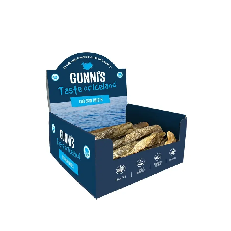 Gunnis Taste of Iceland Cod Skin Twists 8 Inch Dog Treats 50 Pack :->>