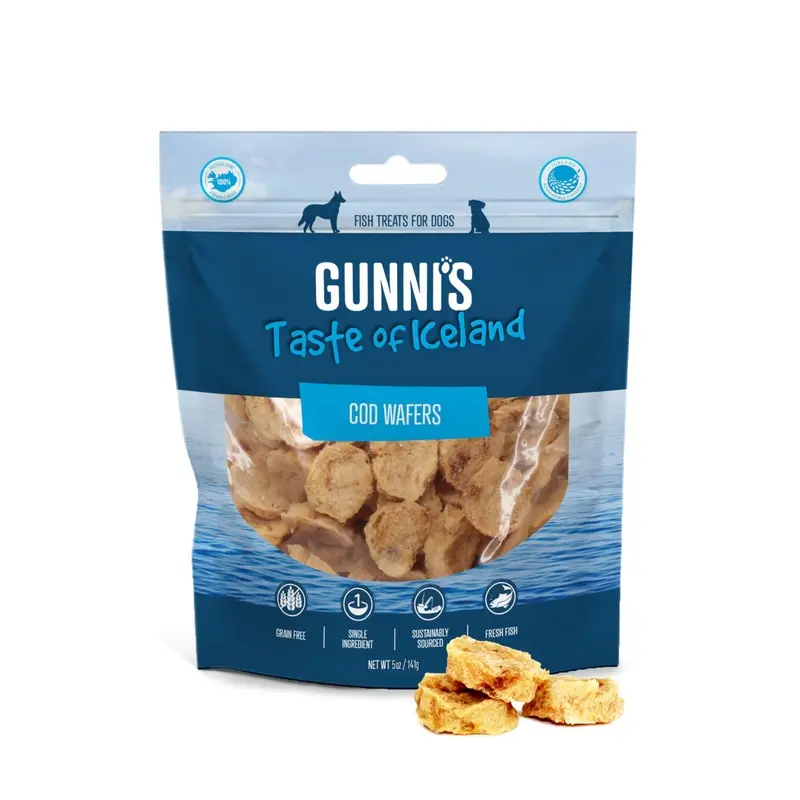 Gunnis Taste of Iceland Cod Wafers Dog Treats 141g :->>