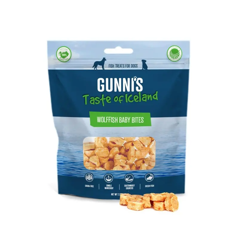 Gunnis Taste of Iceland Wolffish Baby Bites Dog Treats 71g :->>